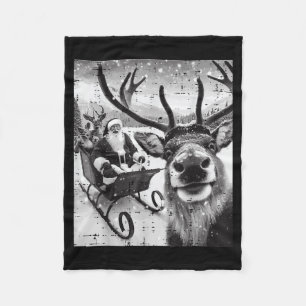 Christmas Santa Reindeer Selfie Funny Xmas Men Wom Fleece Blanket