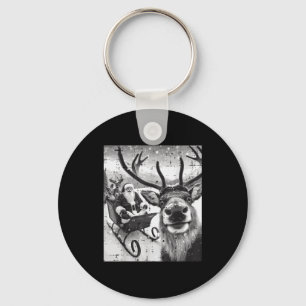 Christmas Santa Reindeer Selfie Funny Xmas Men Wom Keychain