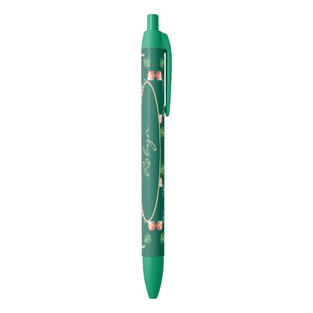 Christmas Santa Reindeer w Name Black Ink Pen (Bottom (Vertical))