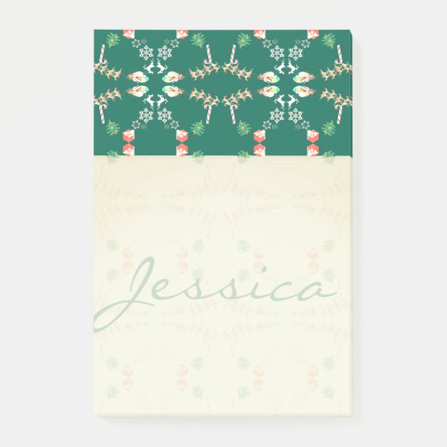 Christmas Santa Reindeer w/Name Post-it Notes (Front)