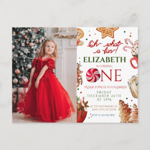 Christmas Santa Reindeer what a fun 1st Birthday Postcard