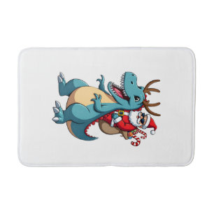 Christmas Santa Riding Dinosaur Deer Xmas (1) Bath Mat