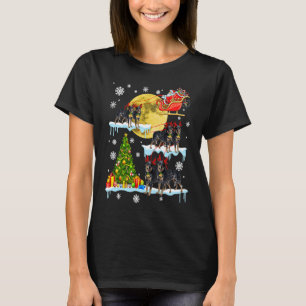 Christmas Santa Riding Miniature Pinscher Tree Lig T-Shirt