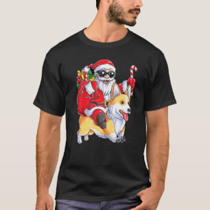CHRISTMAS SANTA RIDING ON A CORGI CANDY CANE T-Shirt