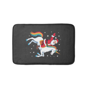 Christmas Santa Riding Unicorn Xmas Girls Women Ra Bath Mat