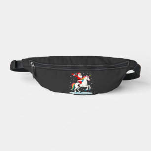 Christmas Santa Riding Unicorn Xmas Girls Women Ra Fanny Pack