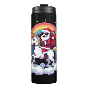 Christmas Santa Riding Unicorn Xmas Girls Women Ra Thermal Tumbler