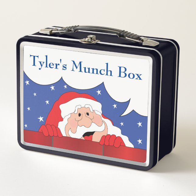 Christmas Santa Says Light Tones Metal Lunch Box (Front)