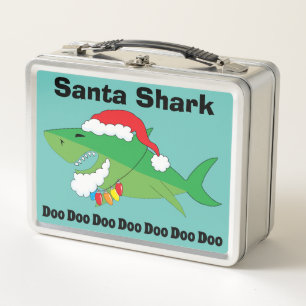 Christmas Santa Shark Metal Lunch Box