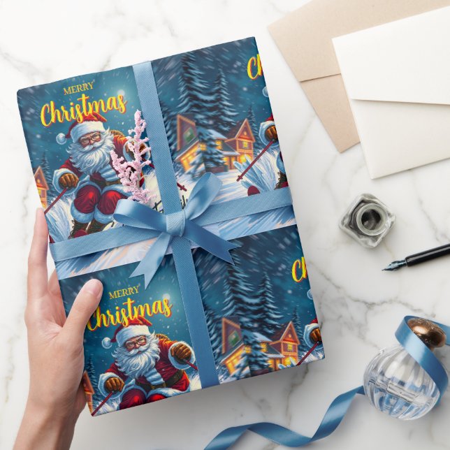 Christmas Santa Ski Wrapping Paper (Gifting)