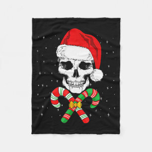 Christmas Santa Skull Xmas Candy Skull Wearing San Fleece Blanket