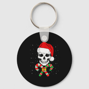 Christmas Santa Skull Xmas Candy Skull Wearing San Keychain