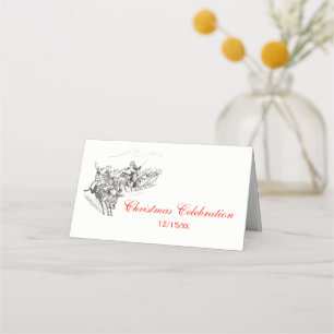 Christmas Santa Sleigh #1 Escort Card Place Card