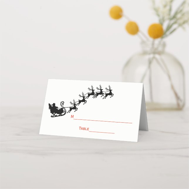 Christmas Santa Sleigh #5 Escort Card Place Card (Back)