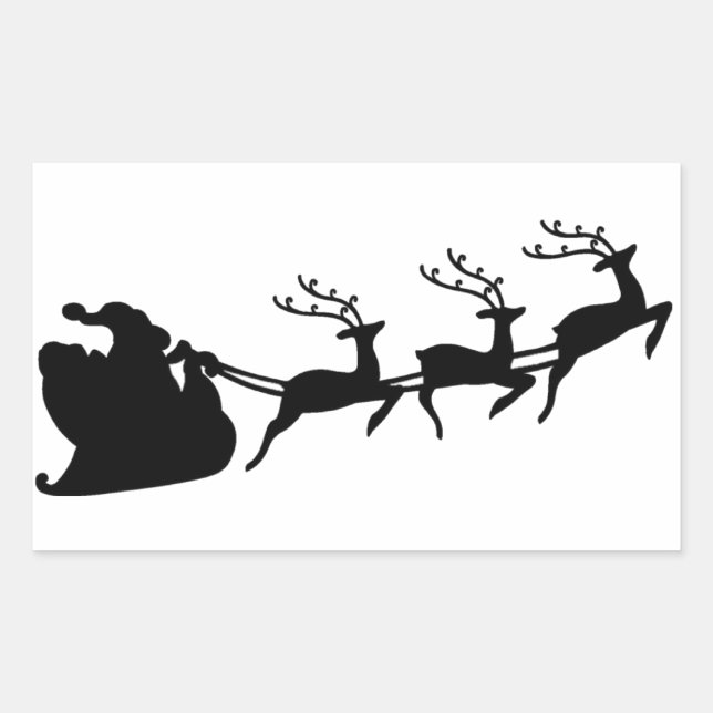 Christmas Santa Sleigh and Reindeer Sticker (Front)