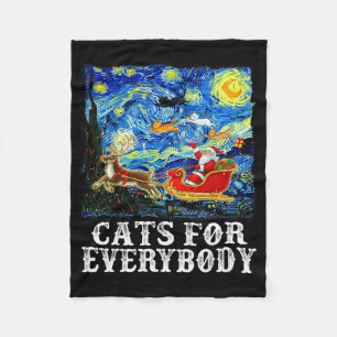 Christmas Santa Sleigh Cats For Everybody Starry N Fleece Blanket