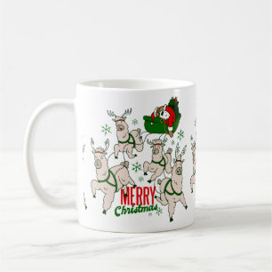 christmas santa sloth llamas coffee mug