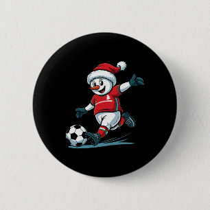 Christmas Santa Snowman Playing Soccer Funny Toddl 2 Inch Round Button