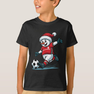 Christmas Santa Snowman Playing Soccer Funny Toddl T-Shirt
