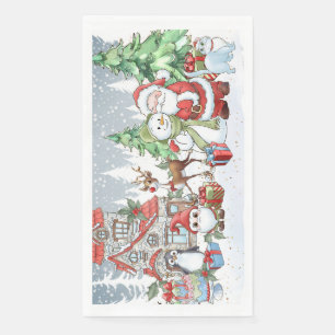 Christmas Santa Snowman Rudolph  Napkin
