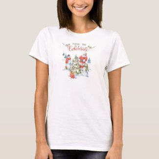 Christmas Santa Snowmen Celebrate Watercolor T-Shirt