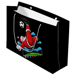 Christmas Santa Soccer Bicycle Kick Xmas Sports Large Gift Bag