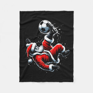 Christmas Santa Soccer Player Bicycle Kick Xmas Ba Fleece Blanket