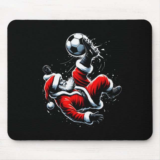 Christmas Santa Soccer Player Bicycle Kick Xmas Ba Mouse Pad (Front)