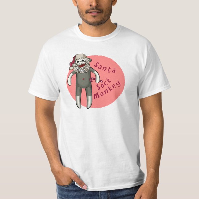 Christmas Santa Sock Monkey T-Shirt (Front)