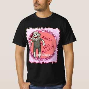 Christmas Santa Sock Monkey t-shirts