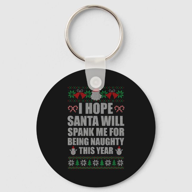 Christmas Santa Spank Naughty Ugly Christmas Sweat Keychain (Front)