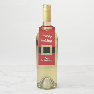 Christmas Santa Suit Modern Personalized Bottle Tag