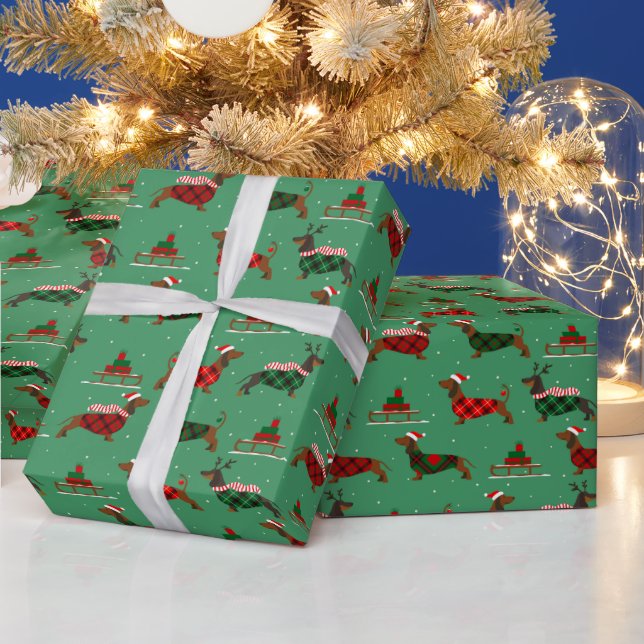 Christmas Santa Sweater Wearing Dachshund Pet Xmas Wrapping Paper (Holidays)