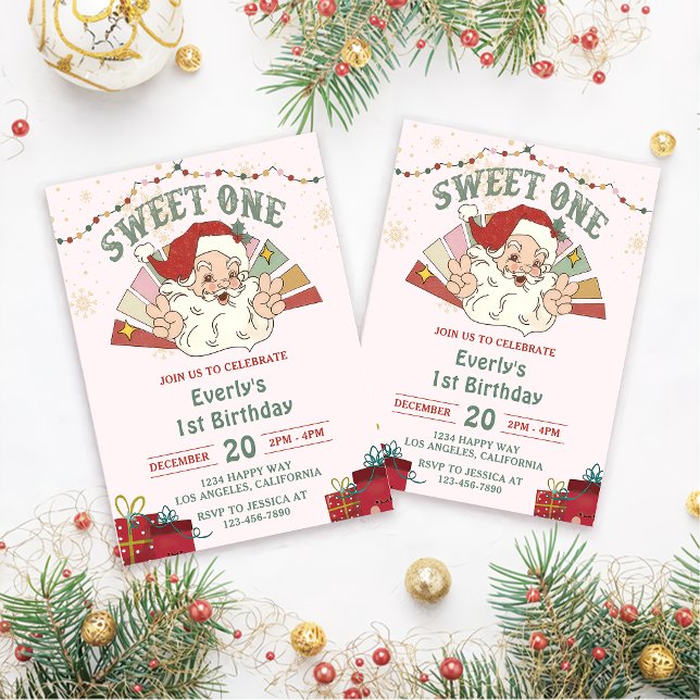 Christmas Santa Sweet One 1st Birthday Party Invitation (Creator Uploaded)