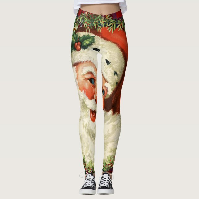 Christmas Santa Tartan Leggings (Front)