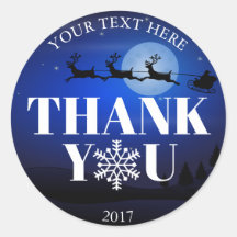 Christmas Santa Thank You Snowflakes Blue White