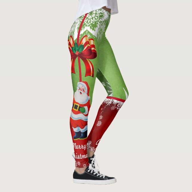 Christmas Santa Tied With A Bow Leggings Pants (Right)