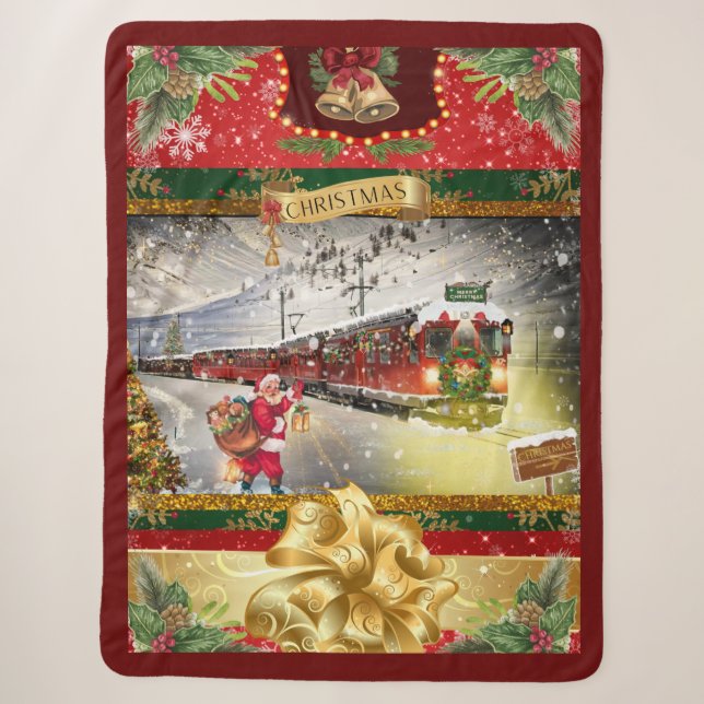 Christmas Santa Train Blanket (Front)