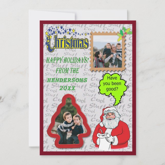 Christmas Santa & Tree Add Photos Holiday Card (Front)