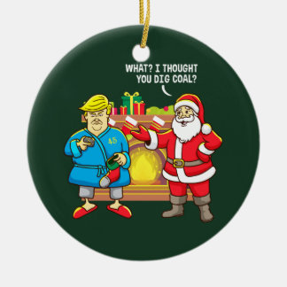 Christmas Santa Trump Funny Ceramic Ornament