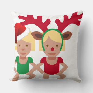 christmas santa twins emoji throw pillow