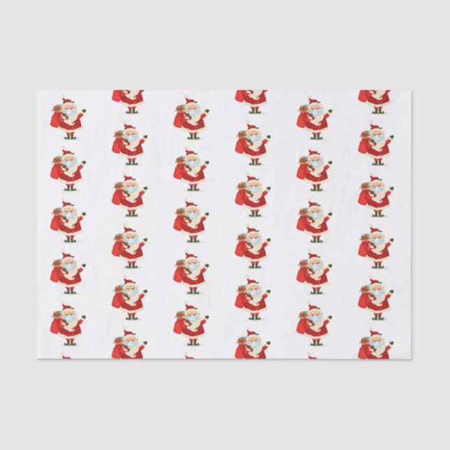 Christmas Santa wearing mask glasses Tissue Paper (Front)