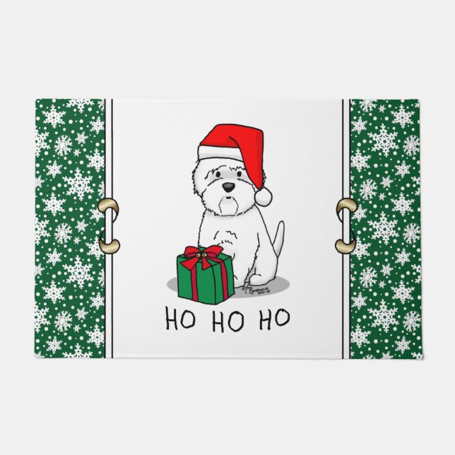 Christmas Santa West Highland White Terrier Westie Doormat (Front)
