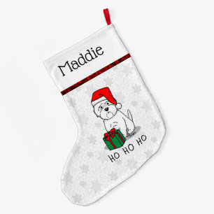 Christmas Santa West Highland White Terrier Westie Large Christmas Stocking