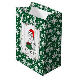 Christmas Santa West Highland White Terrier Westie Medium Gift Bag
