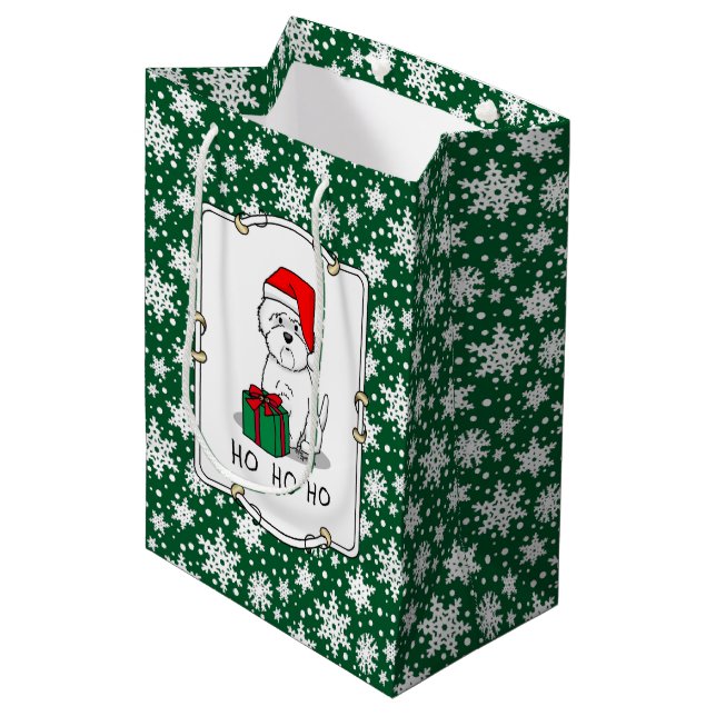 Christmas Santa West Highland White Terrier Westie Medium Gift Bag (Front Angled)