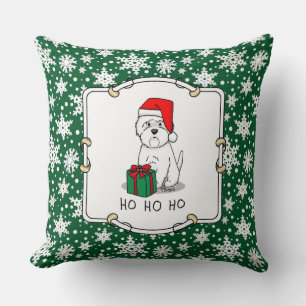 Christmas Santa West Highland White Terrier Westie Throw Pillow