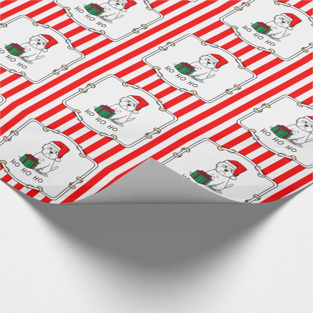 Christmas Santa West Highland White Terrier Westie Wrapping Paper (Corner)