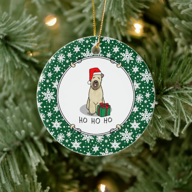 Christmas Santa Wheaten Terrier (wheaten 1b2) Cute Ceramic Ornament (Tree)
