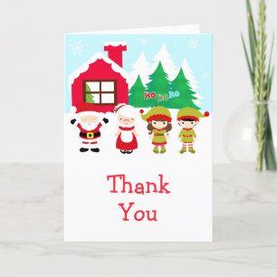 Christmas Santa, Wife and Elves Thank You Card